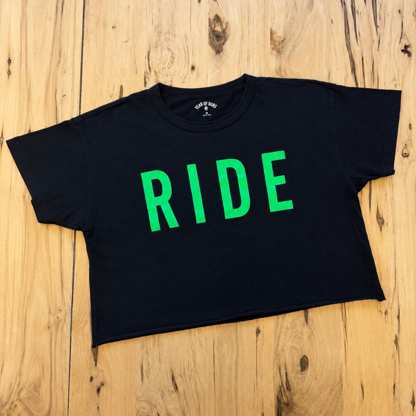 RIDE YOS Cropped Tee — Black/Green
