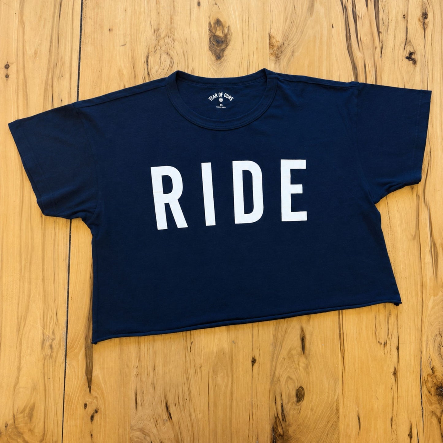 RIDE YOS Cropped Tee — Navy